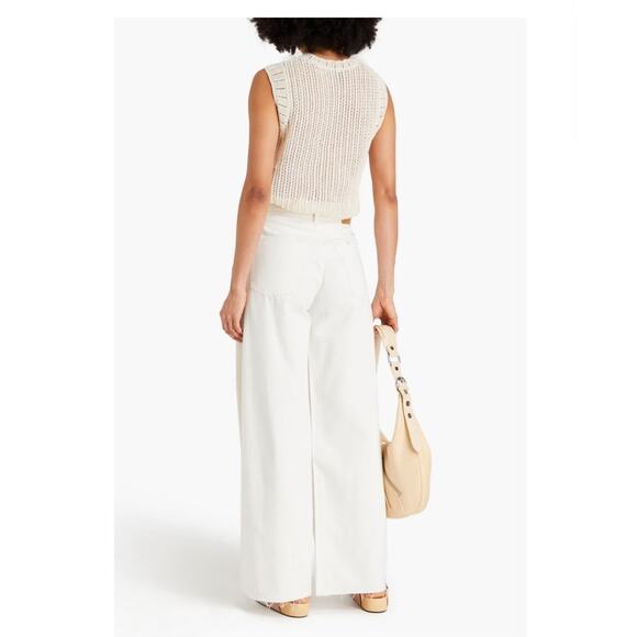 Rag & Bone Sofie Jeans Cream White Two Tone High Rise Ultra-Wide Leg Size 23 - Picture 3 of 11